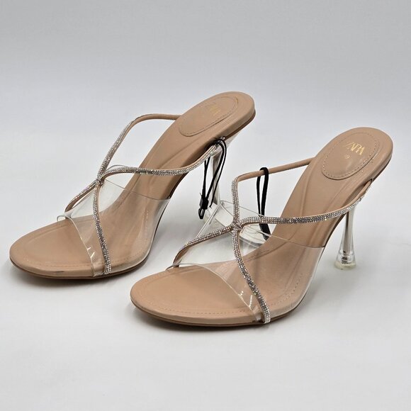 Zara Rhinestone Translucent Heels - NWT - Picture 4 of 17